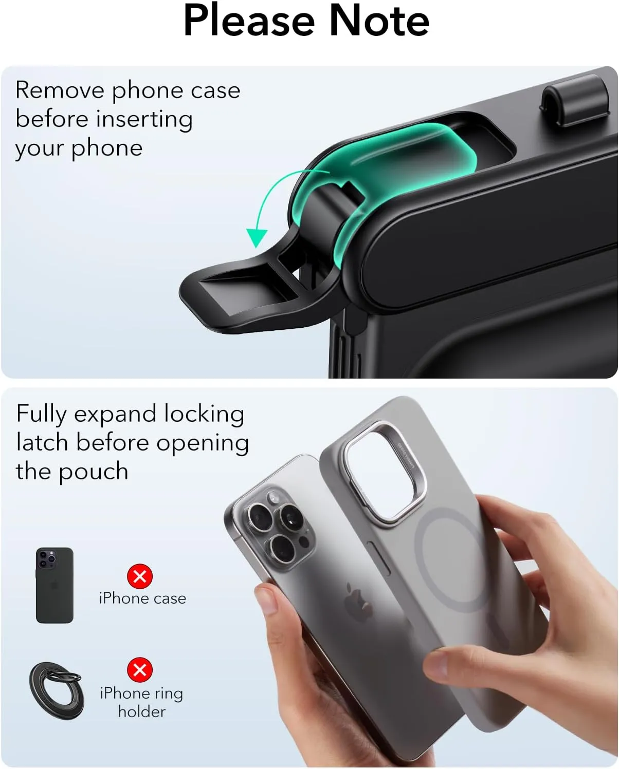 ESR Waterproof Phone Pouch for iPhone 15 Pro Max /14 Pro Max, Underwater Touch Sensitivity, IPX8 Floating Waterproof Cellphone Case with Lanyard, Dry Bag for Snorkeling, Black, 2 Pack