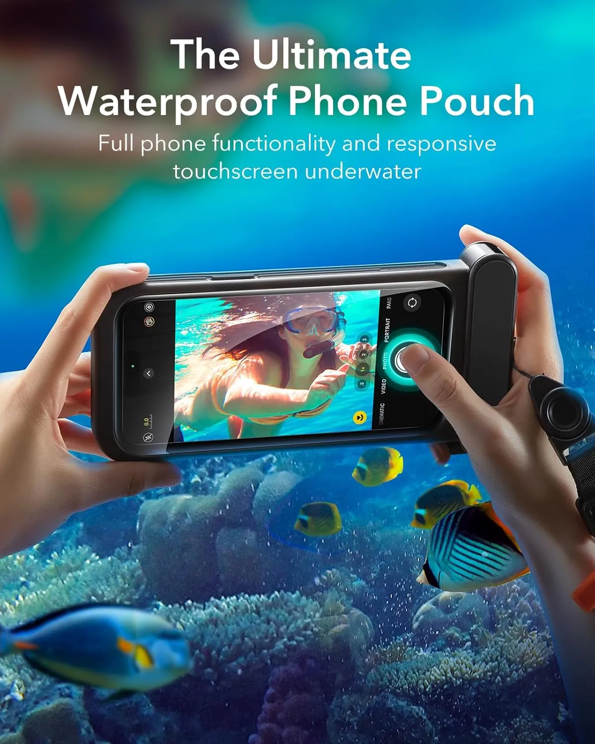 ESR Waterproof Phone Pouch for iPhone 15 Pro Max /14 Pro Max, Underwater Touch Sensitivity, IPX8 Floating Waterproof Cellphone Case with Lanyard, Dry Bag for Snorkeling, Black, 2 Pack