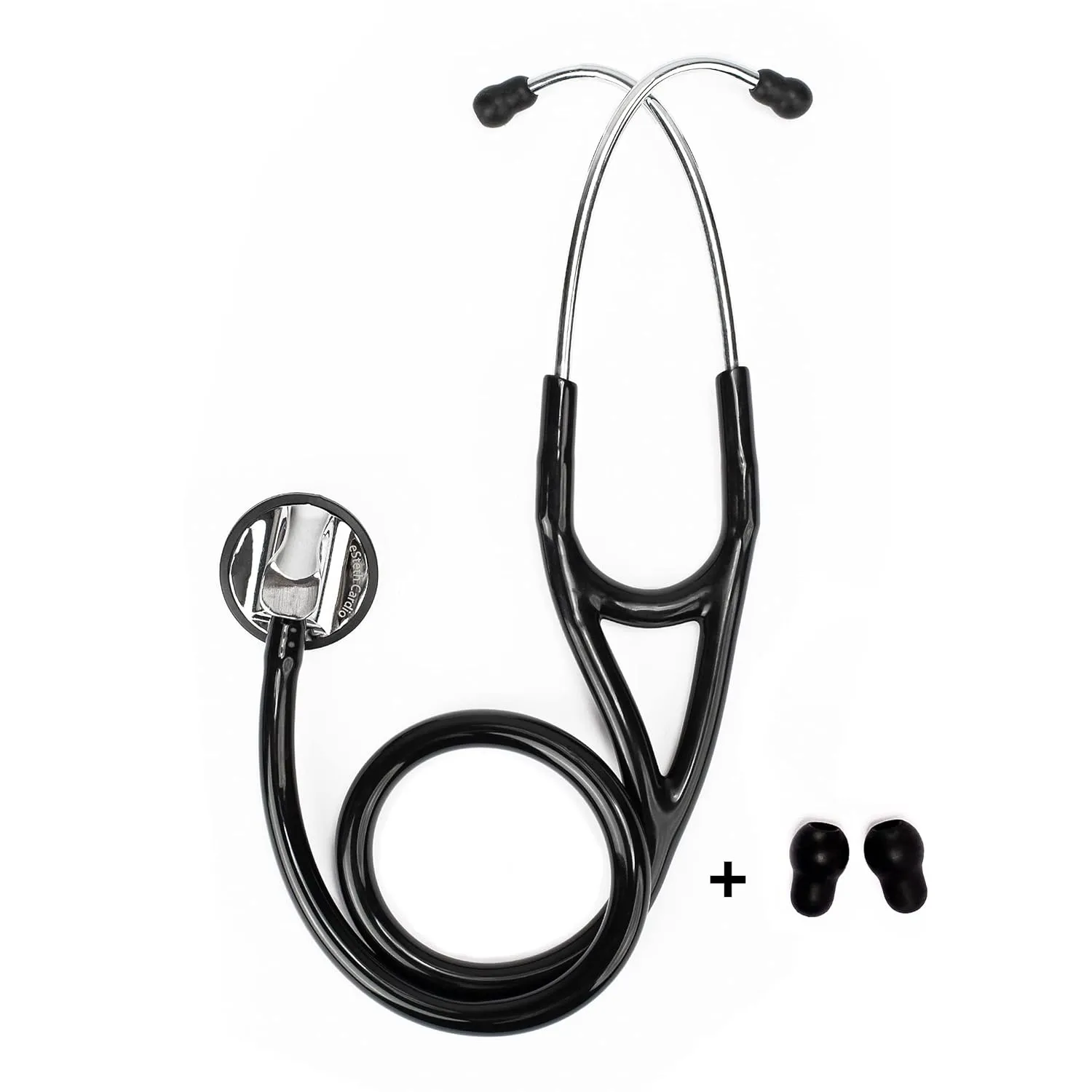 eSteth eSteth Cardiology Stethoscope - Ultra Sensitive Professional and Broad Single Head Diaphragn - Extra Ear Tips - 30" Flexible Tubing, Black Stethoscope