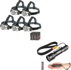 EverBrite 5-Pack LED Headlamp Flashlight EverBrite Zoomable Aluminum Flashlight
