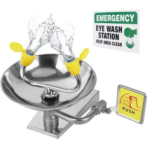 Eye Wash Station, Wall-Mounted Emergency, Portable First Aid Eyewash Station Eye Irrigation Sign, 304 Stainless Steel