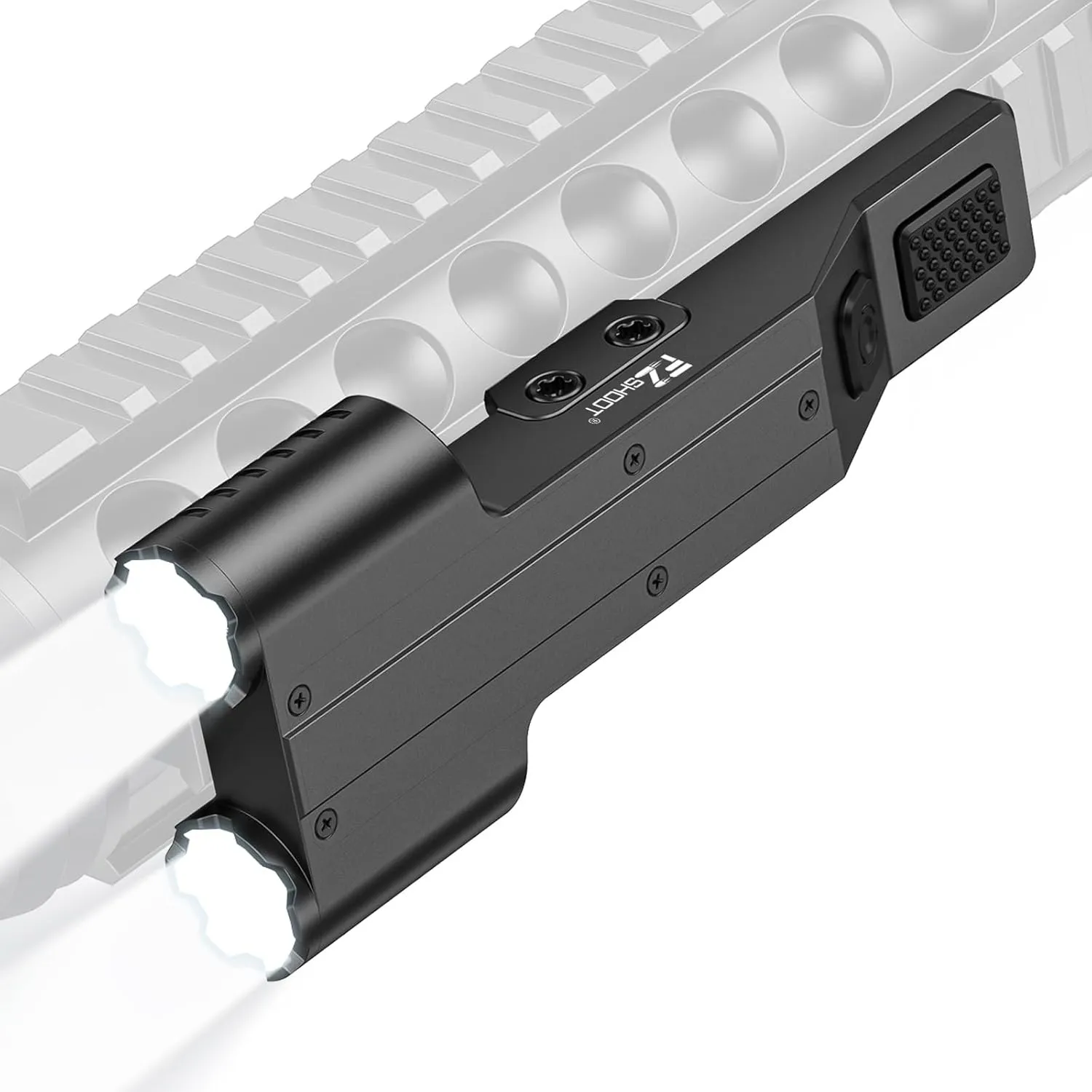 EZshoot 2000 Lumen Dual LED Rifle Light with USB Rechargeable, Rifle Flashlight Compatible with Picatinny Rail, Rechargeable Tactical Flashlight for Rifle with Strobe Mode