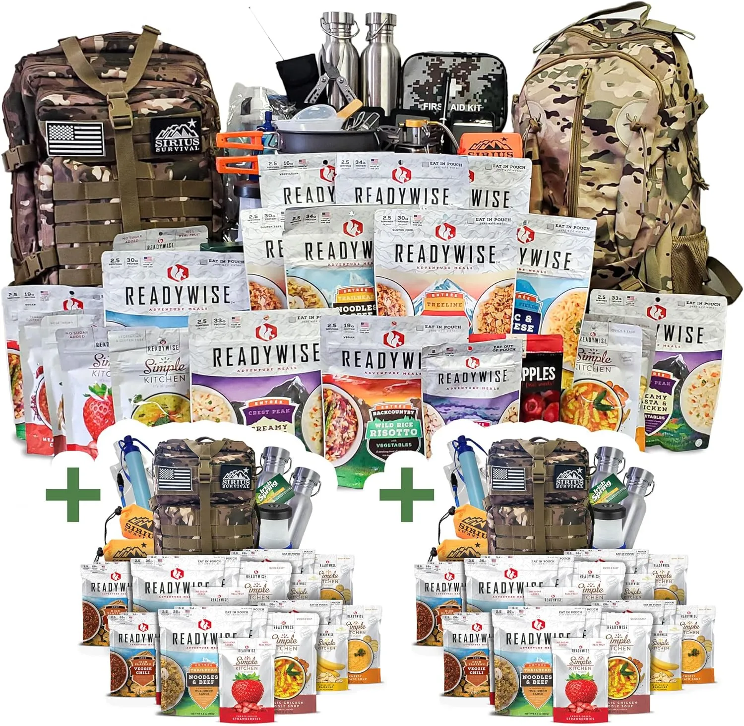 Family Comfort 72 Emergency Survival Kit/Backpack – 72 Hour for 2 People – Disaster Preparedness – Delicious ReadyWise Food, Gear, Lighting, First Aid, Tools & More - Sirius Survival