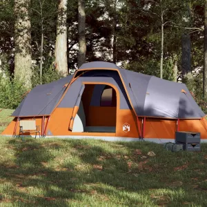 Family Tent Dome 11-Person Gray and Orange Waterproof