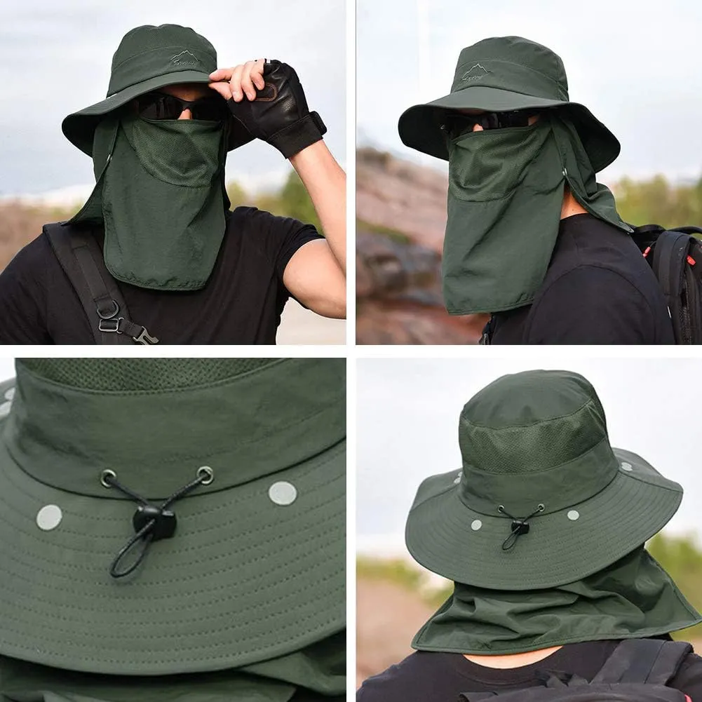 FEOYA Sun Hat Safari Cap with UPF 50  Sun Protection Wide Brim Hat for Hiking Camping Gardening Fishing
