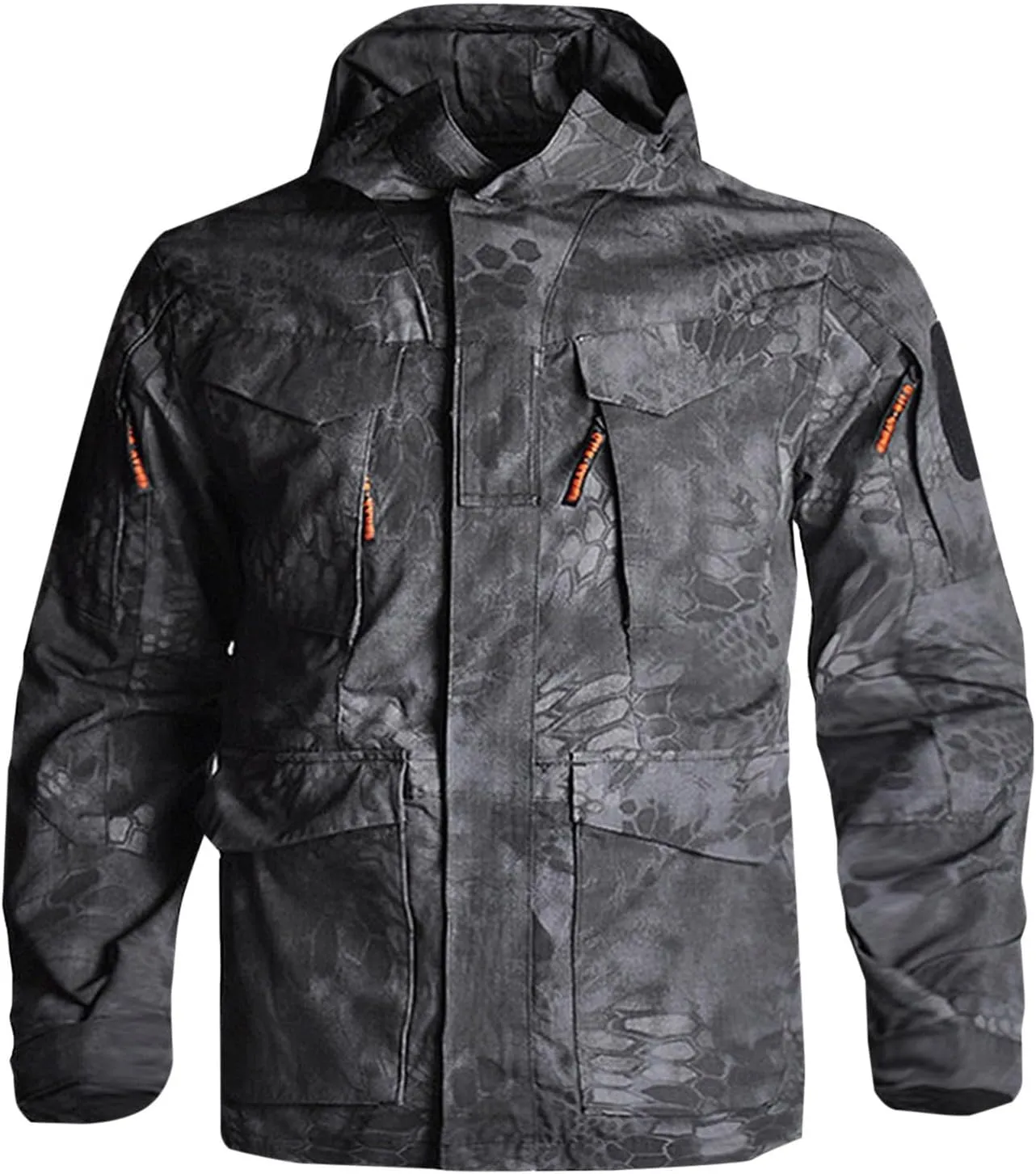 Finelylove Mens Military Tactical Jacket Waterproof Rain Jacket Warm Winter Raincoat Mountain Windbreaker with 6 Pockets