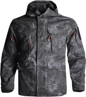Finelylove Mens Military Tactical Jacket Waterproof Rain Jacket Warm Winter Raincoat Mountain Windbreaker with 6 Pockets