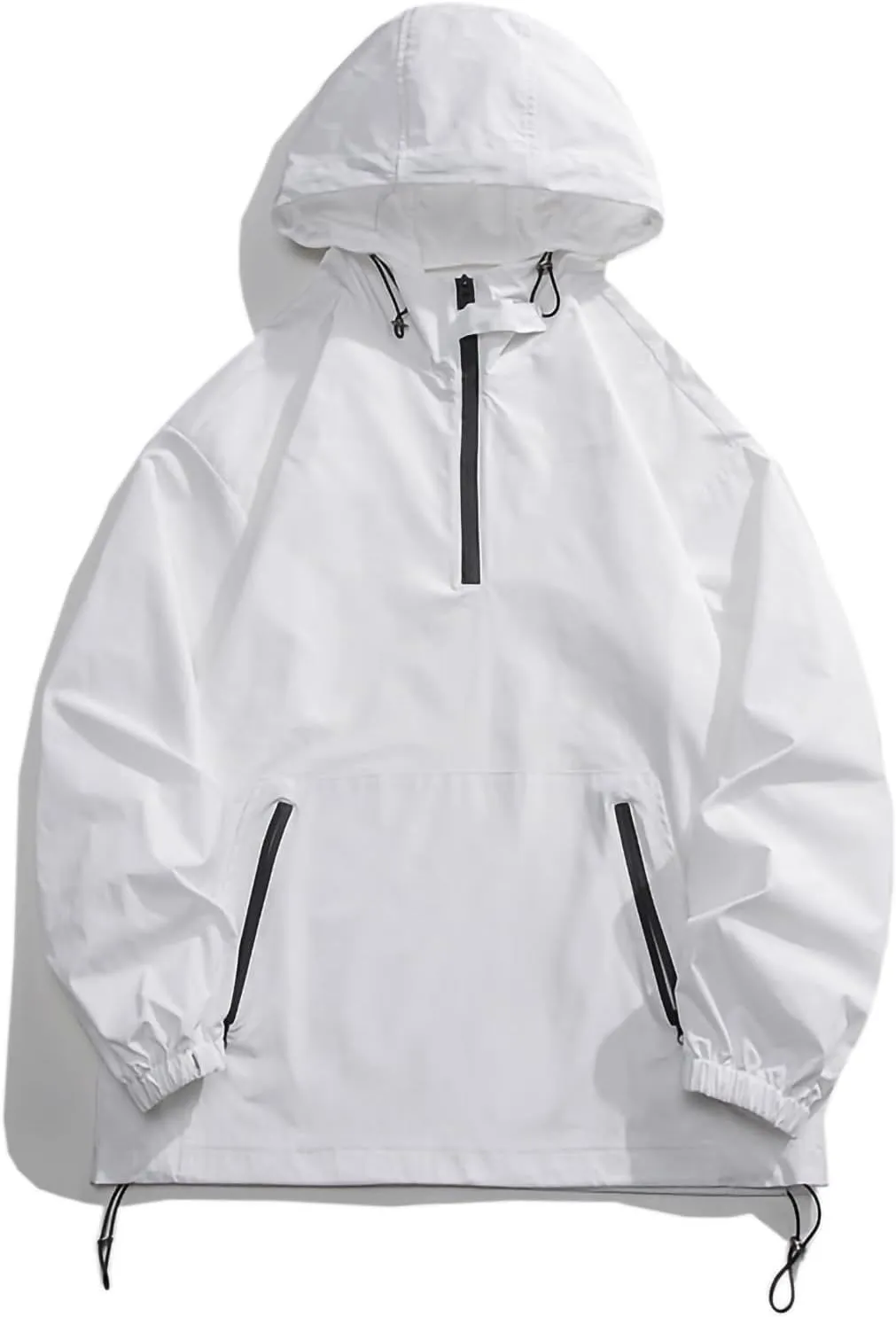 Finelylove Mens Pullover Rain Jacket with Hood Lightweight Waterproof Windbreaker Active Performance Soft Shell Jacket