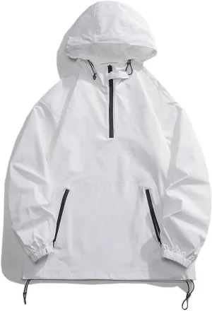Finelylove Mens Pullover Rain Jacket with Hood Lightweight Waterproof Windbreaker Active Performance Soft Shell Jacket