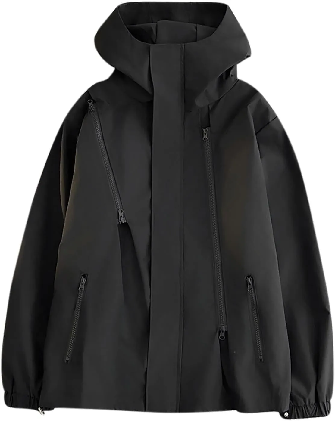Finelylove Mens Rain Jacket Waterproof Lightweight Hooded Windbreaker Fashion Casual Light Jacket Outdoor Rain Coats