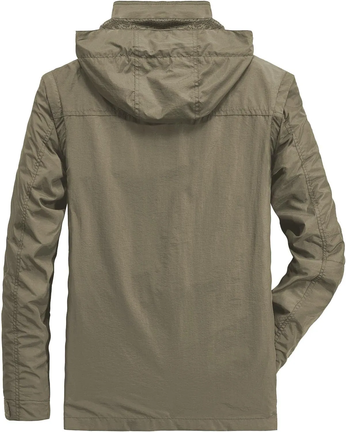 Finelylove Men's Tactical Jacket Military Waterproof Rain Jacket Breathable Hooded Windbreaker Raincoat Multi Pockets