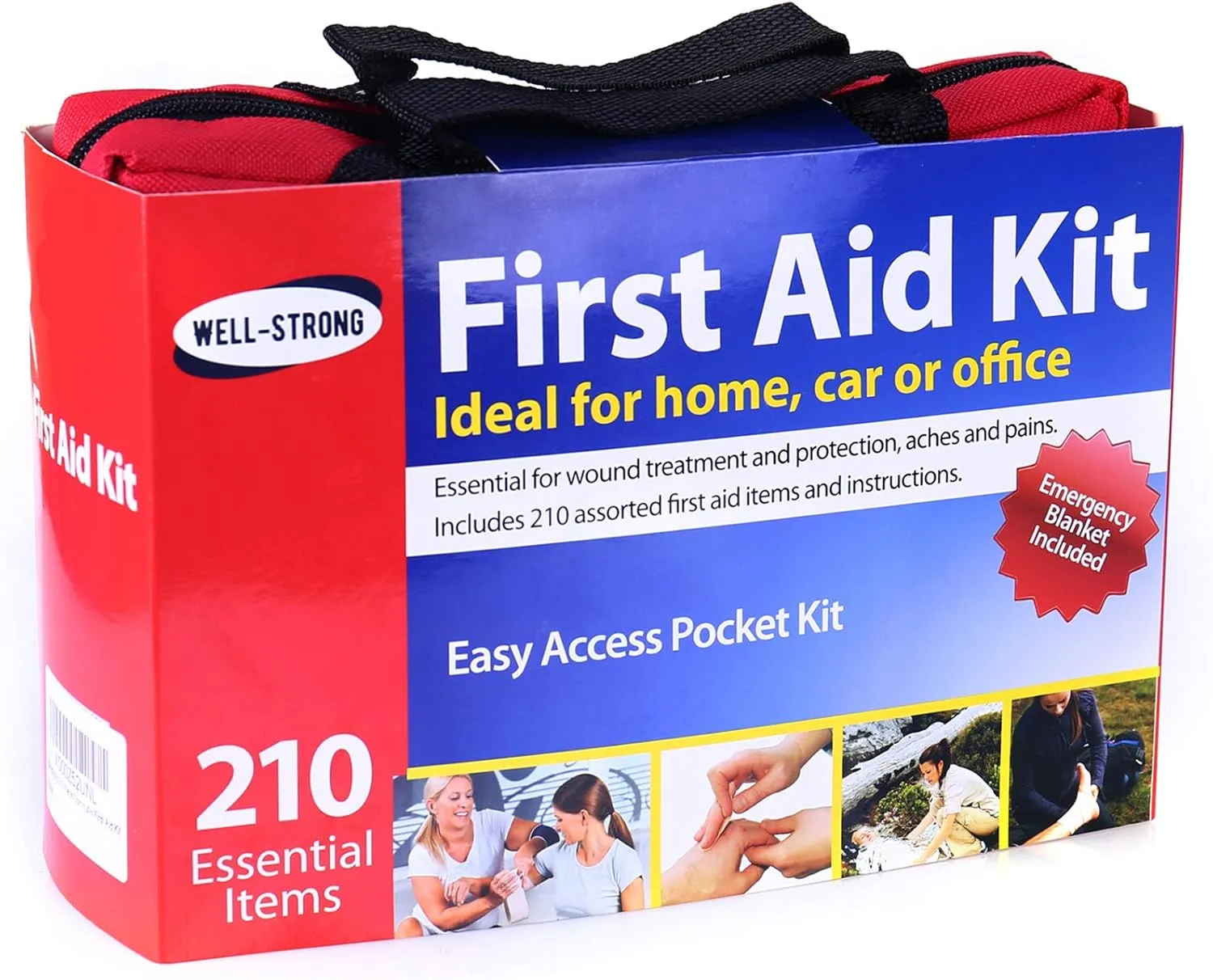 First Aid Kit 210 Piece All- Purpose with Portable & Durable Canvas Bag for Emergencies at Home, Outdoors, Car, School, Office, Travel, Survival, Adventure, Hiking and Camping