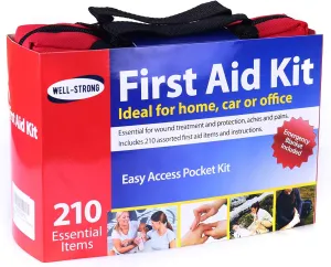 First Aid Kit 210 Piece All- Purpose with Portable & Durable Canvas Bag for Emergencies at Home, Outdoors, Car, School, Office, Travel, Survival, Adventure, Hiking and Camping