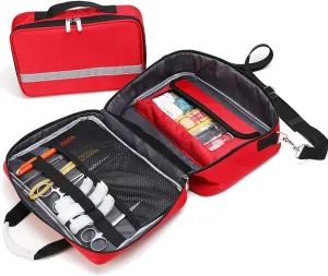 First Aid Kit Bag with Shoulder Strap, Emergency Survival Trauma Kit Insulin Cold Storage with Labeled Compartments, Large-capacity Outdoor Waterproof Emergency Rescue Kit(Blue)