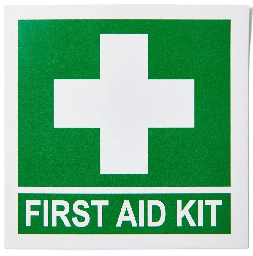 First Aid Kit Sticker with Cross 13cm x 13cm