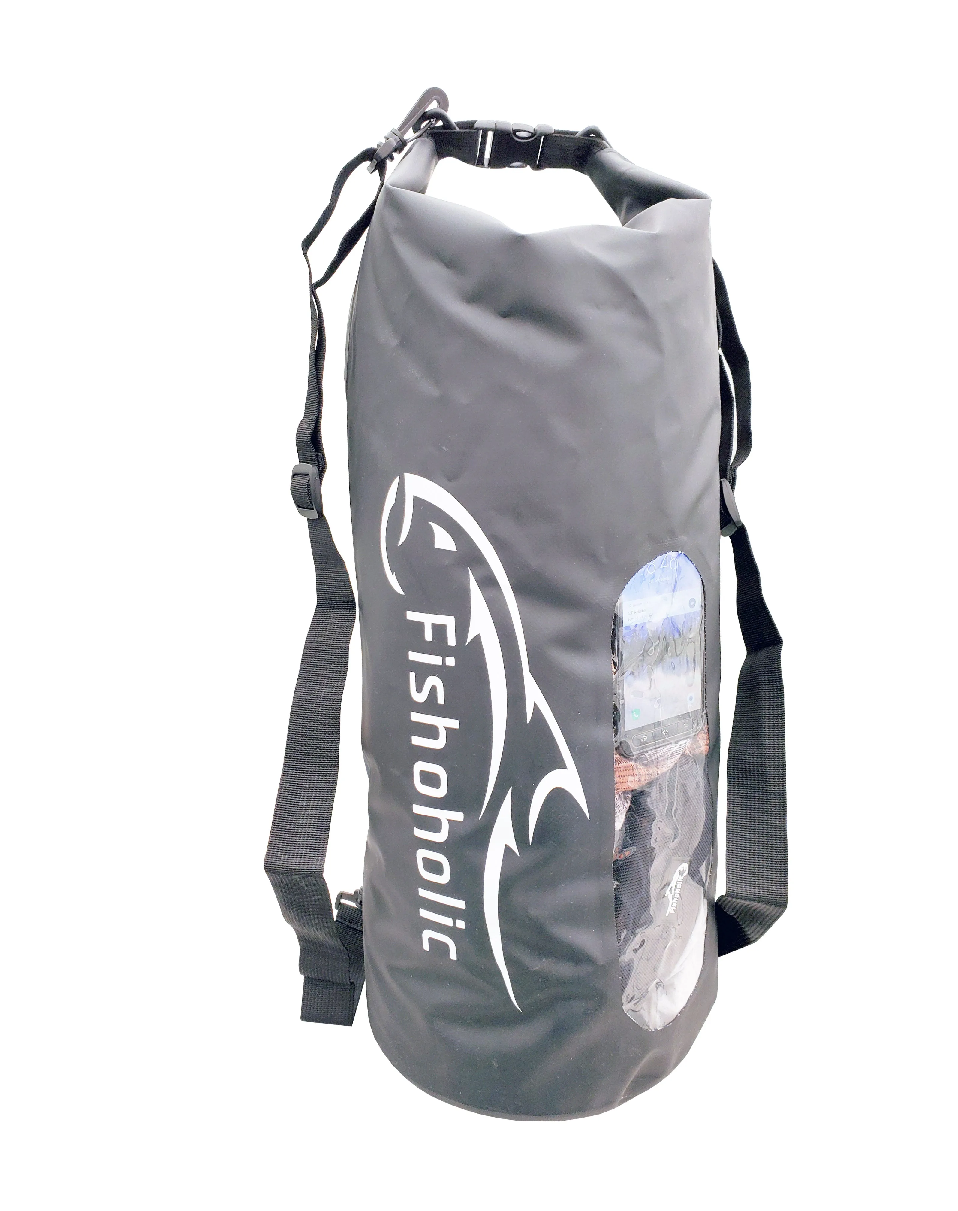 Fishoholic 15L Dry Bag - Clear Window Waterproof Gear Bags - Fail-Safe Snap - Tough & Durable