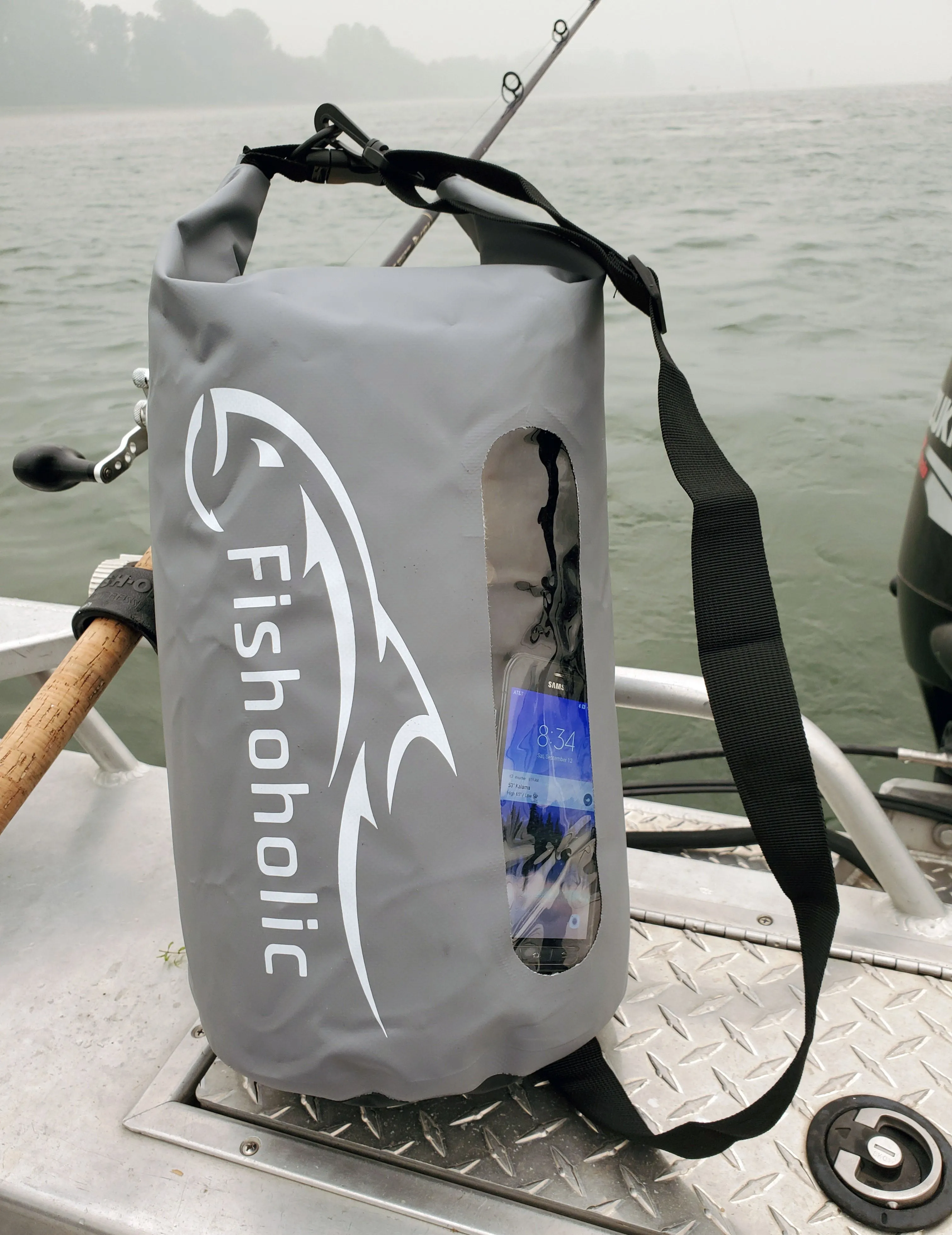 Fishoholic 15L Dry Bag - Clear Window Waterproof Gear Bags - Fail-Safe Snap - Tough & Durable