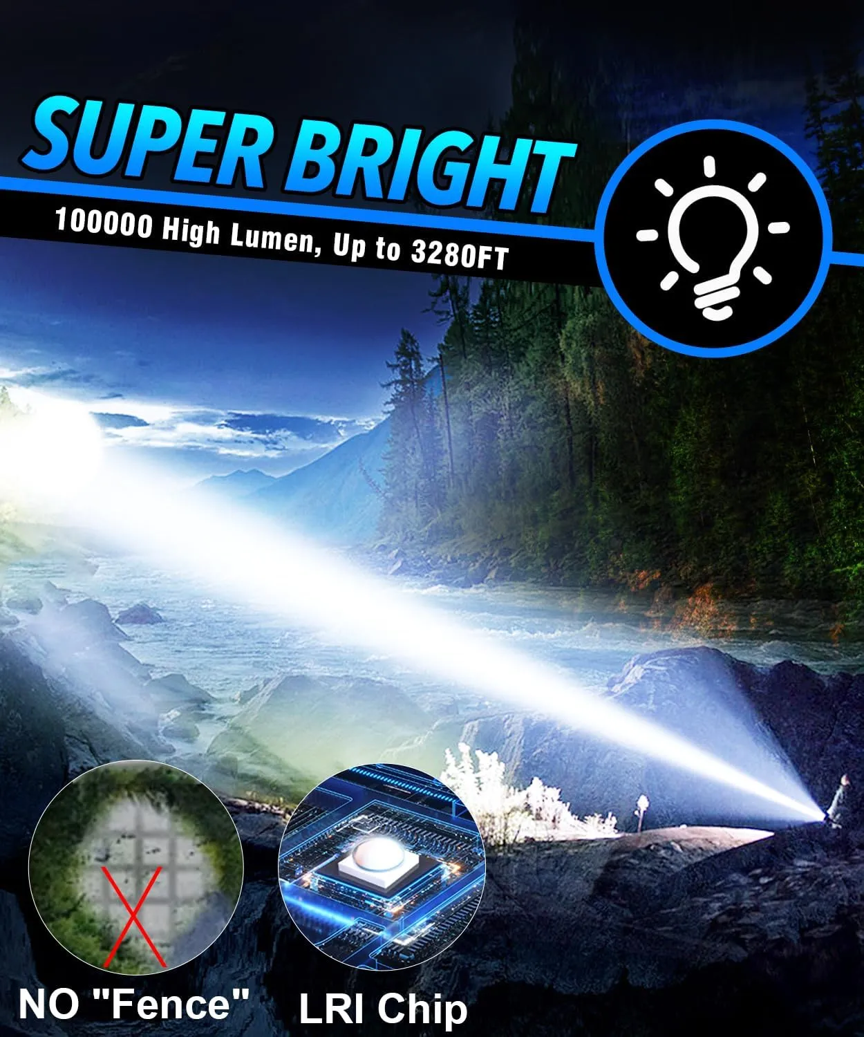 Flashlights High Lumens Rechargeable USB C Flash Light, Super Bright LED Flashlight, Long Beam, IPX5 Waterproof Tactical Flashlight Powerful for Emergency, Camping