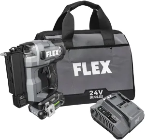 FLEX 24V Brushless 23Ga Pin Nailer Kit with 2.5Ah Lithium Battery and 160W Fast Charger - FS4341-1A