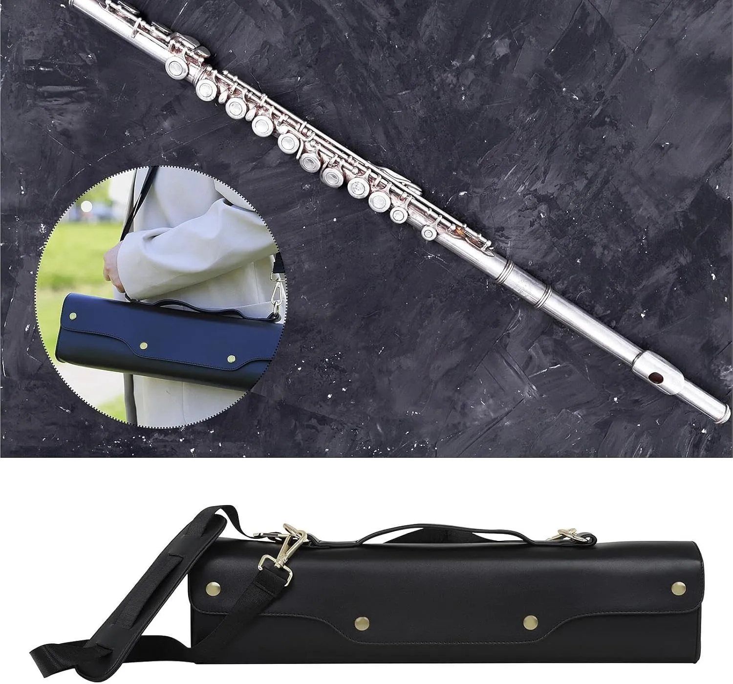 Flute Bag,Flute Protection Case Stylish with Shoulder Strap Flute Storage Bag Flute Case, for 17 Hole