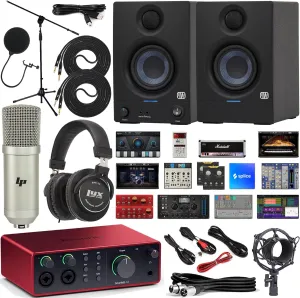 Focusrite Scarlett 4i4 USB-C Audio/MIDI Interface Complete Kit with Exclusive Software Bundle with New Designed Eris E3.5 Studio Monitors, Professional Microphone Kit and Recording Headphones