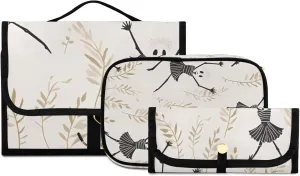 Foldable Hanging Travel Toiletry Organizer Set 3-Piece with Cosmetic Bag & Brush Holder - Cute Skull (5)