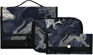 Foldable Hanging Travel Toiletry Organizer Set 3-Piece with Cosmetic Bag & Brush Holder - Deer (1)