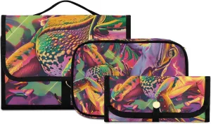 Foldable Hanging Travel Toiletry Organizer Set 3-Piece with Cosmetic Bag & Brush Holder - Frog (2)