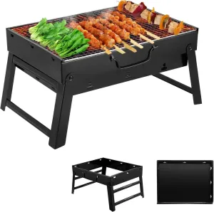 Foldable Portable BBQ Grill, Square Charcoal Barbecue Lightweight Easy to Carry Tools for Travel/Camping/Outdoor Activities –Outdoor Kit Friends &