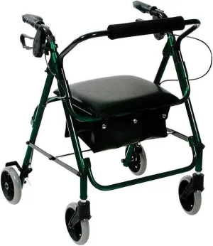 Folding Four Wheel Rollator Walker with Padded Seat, Lockable Brakes, Ergonomic Handles Carry Bag, Lightweight Limited Mobility Aid