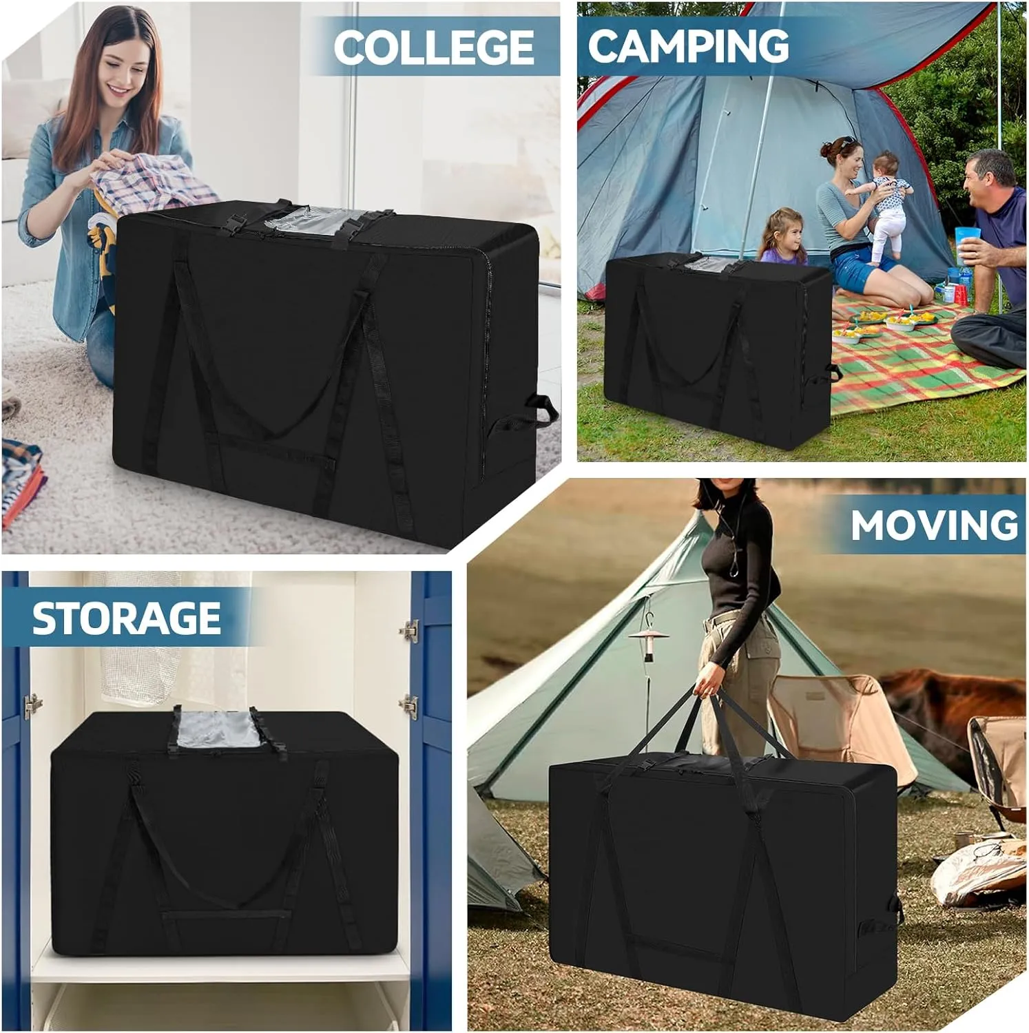 Folding Mattress Storage Bag,Trifold Memory Foam Mattress Carry Case,Portable Heavy Duty Mattress Moving Bag for Tri-Fold Guest Bed Mattress Fits 4" Single Mattress