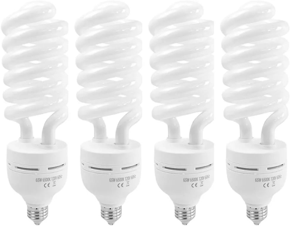 Foto&Tech Photography Daylight Bulb 65W 6500K 120V White Spiral Fluorescent Light Bulb Studio Light for Photography and Daylight Video Lighting (4)