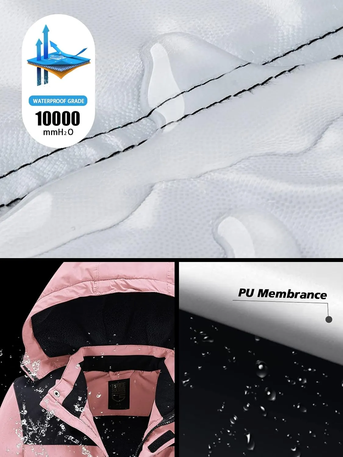 FREE SOLDIER Boys Girls Waterproof Ski Jacket Fleece Lined Warm Winter Snow Coat Kids Winter Jacket with Detachable Hood