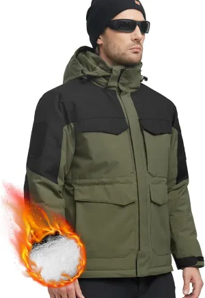 FREE SOLDIER Men's Waterproof Ski Winter Jacket Warm Winter Snow Snowboard Coat with Multi Pockets Detachable Hood