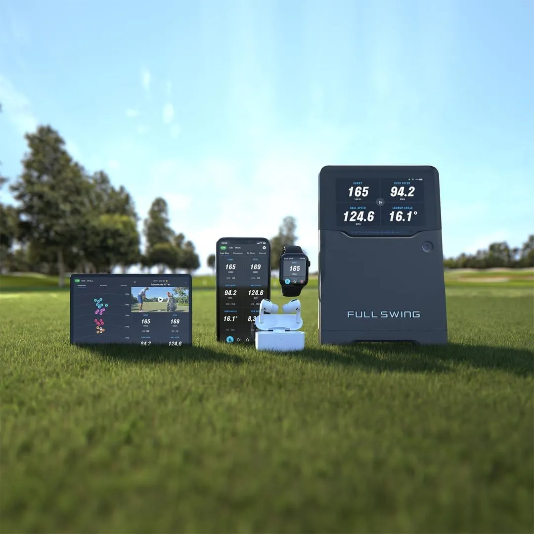 Full Swing KIT Golf Launch Monitor and Simulator | 16 Data Points Powered by 5D Ai Machine Learning Radar with Course GPS Overview for Real Time Ball Flight and Signature Series Power Package
