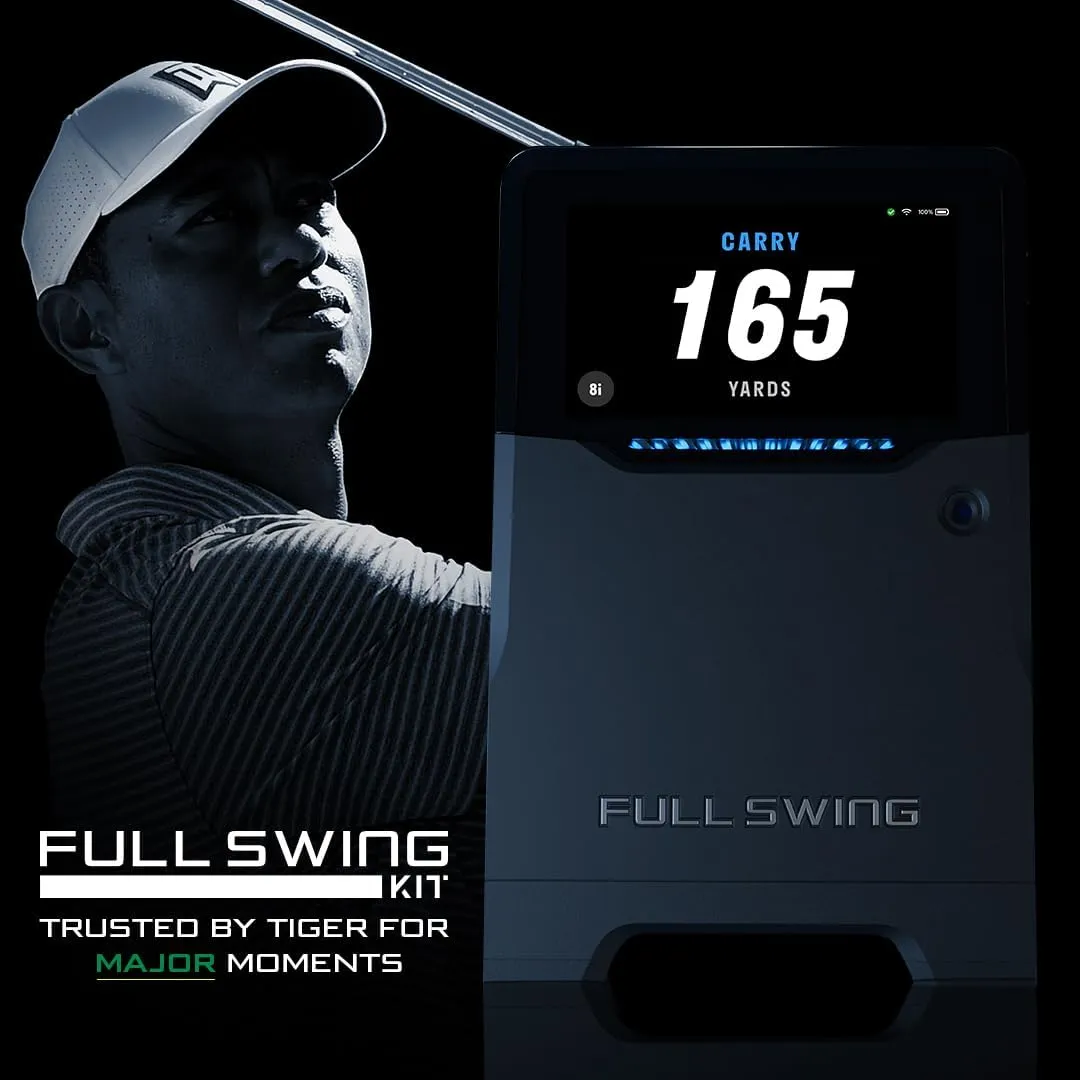 Full Swing KIT Golf Launch Monitor and Simulator | 16 Data Points Powered by 5D Ai Machine Learning Radar with Course GPS Overview for Real Time Ball Flight and Signature Series Power Package
