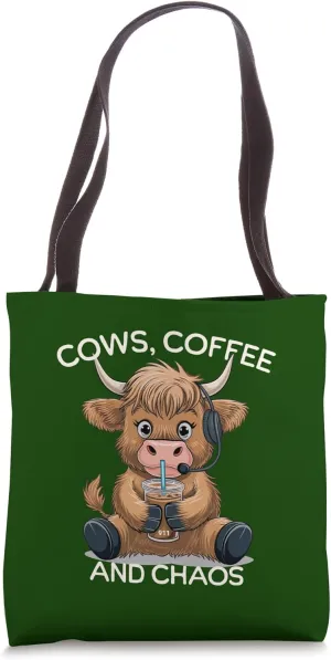 Funny 911 Dispatcher Gifts, Highland Cow Dispatch Coffee Tote Bag