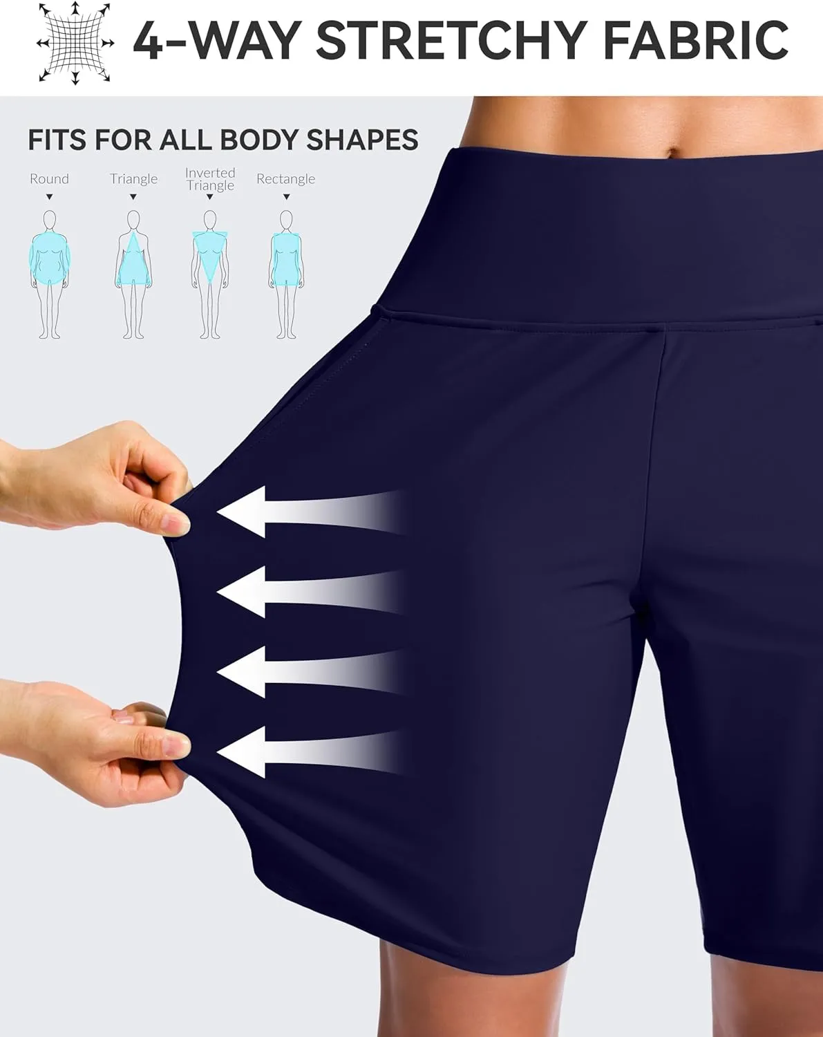 G Gradual Women's 9" Long Swim Board Shorts High Waisted Quick Dry Beach Swimming Shorts for Women with Pockets Liner