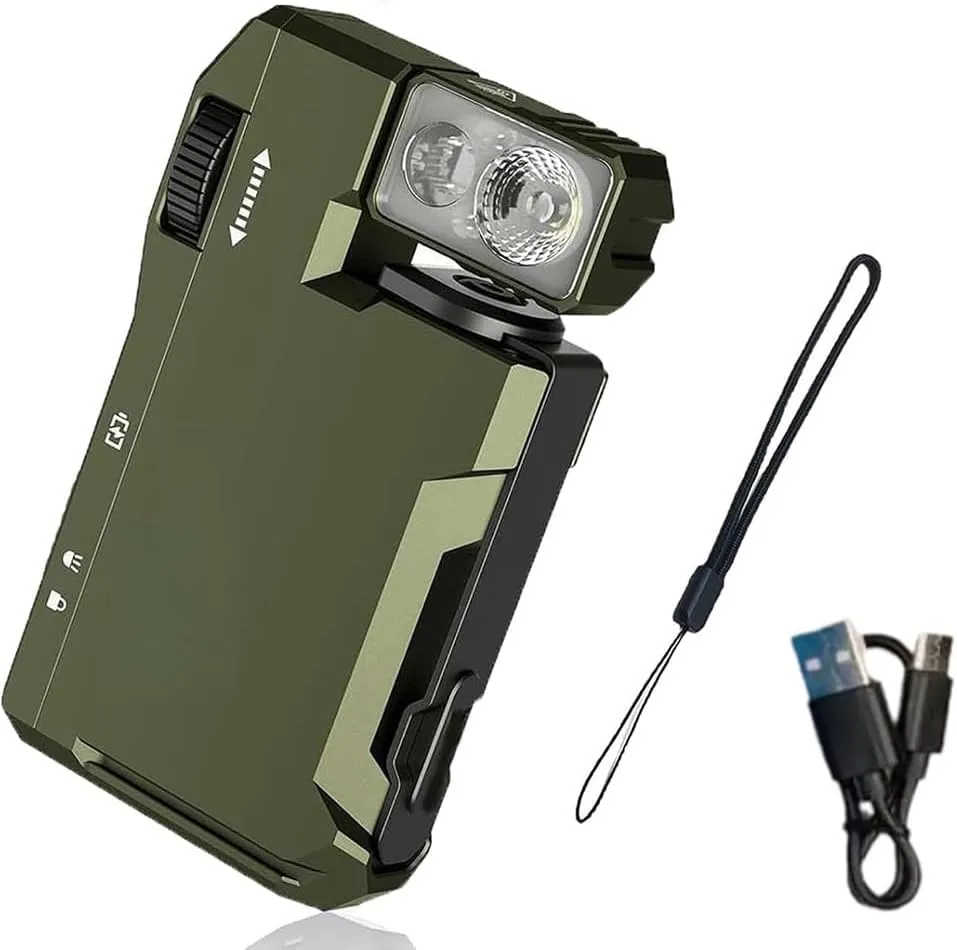 G5 Premium Pocket-Sized Mini Rgb Flashlight, Portable Small Compact Keychain Lamp 400lm Brightness Rechargeable Mini Flashlight with 180 Degree Swivel Head for Gear Bag, Repairs, Backpacking(Green)
