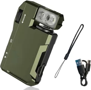 G5 Premium Pocket-Sized Mini Rgb Flashlight, Portable Small Compact Keychain Lamp 400lm Brightness Rechargeable Mini Flashlight with 180 Degree Swivel Head for Gear Bag, Repairs, Backpacking(Green)