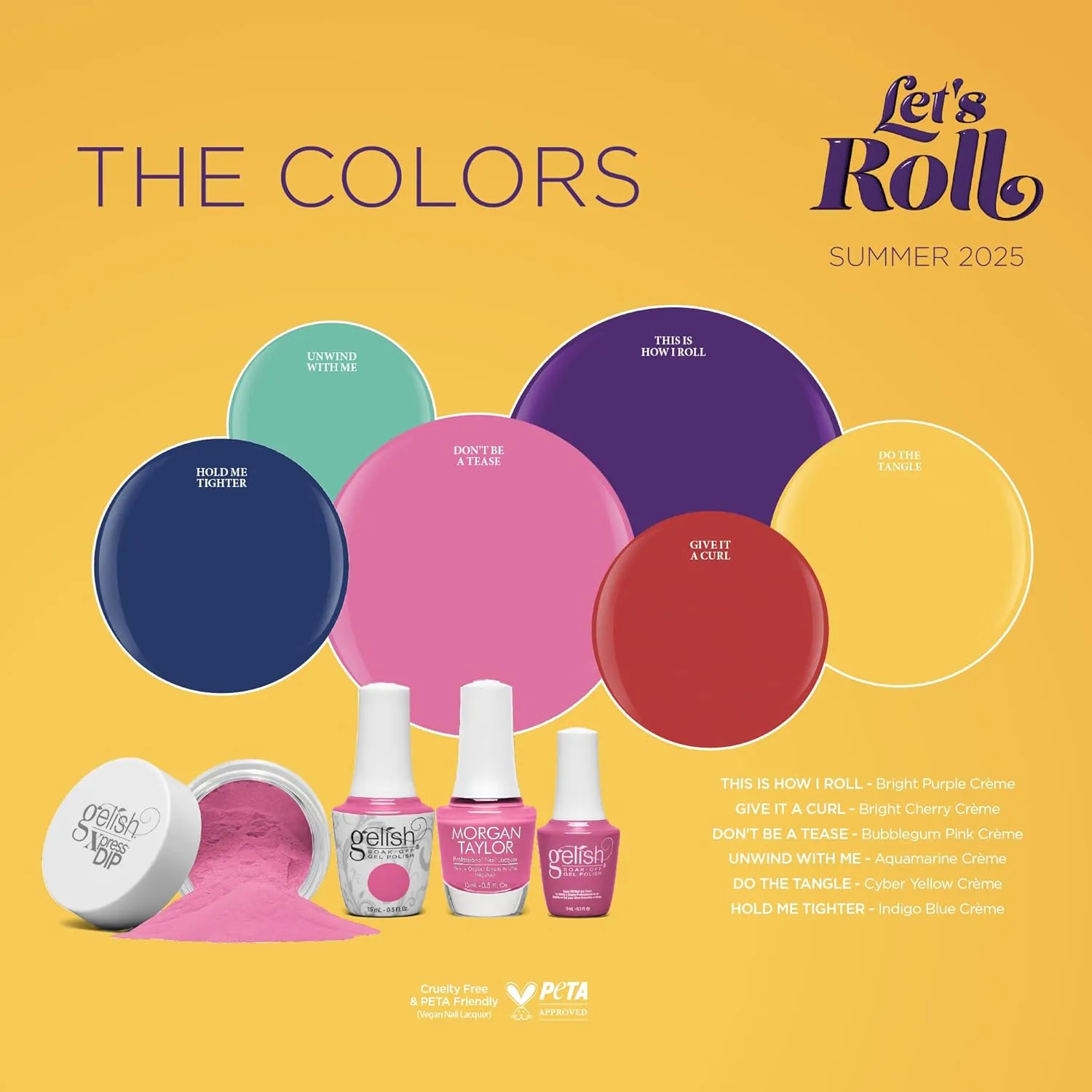 Gelish Let's Roll Summer Collection Xpress Dip N Brush - Professional Dip System for Durable, Long-Lasting, Quick Dry, High Shine, Lightweight, Chip-Resistant & Vibrant (Unwind With Me, 1.5 Oz)