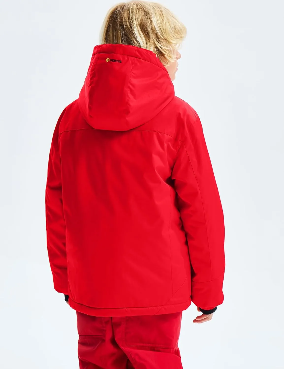 GEMYSE Boy's Waterproof Ski Snow Jacket Fleece Windproof Winter Jacket with Hood