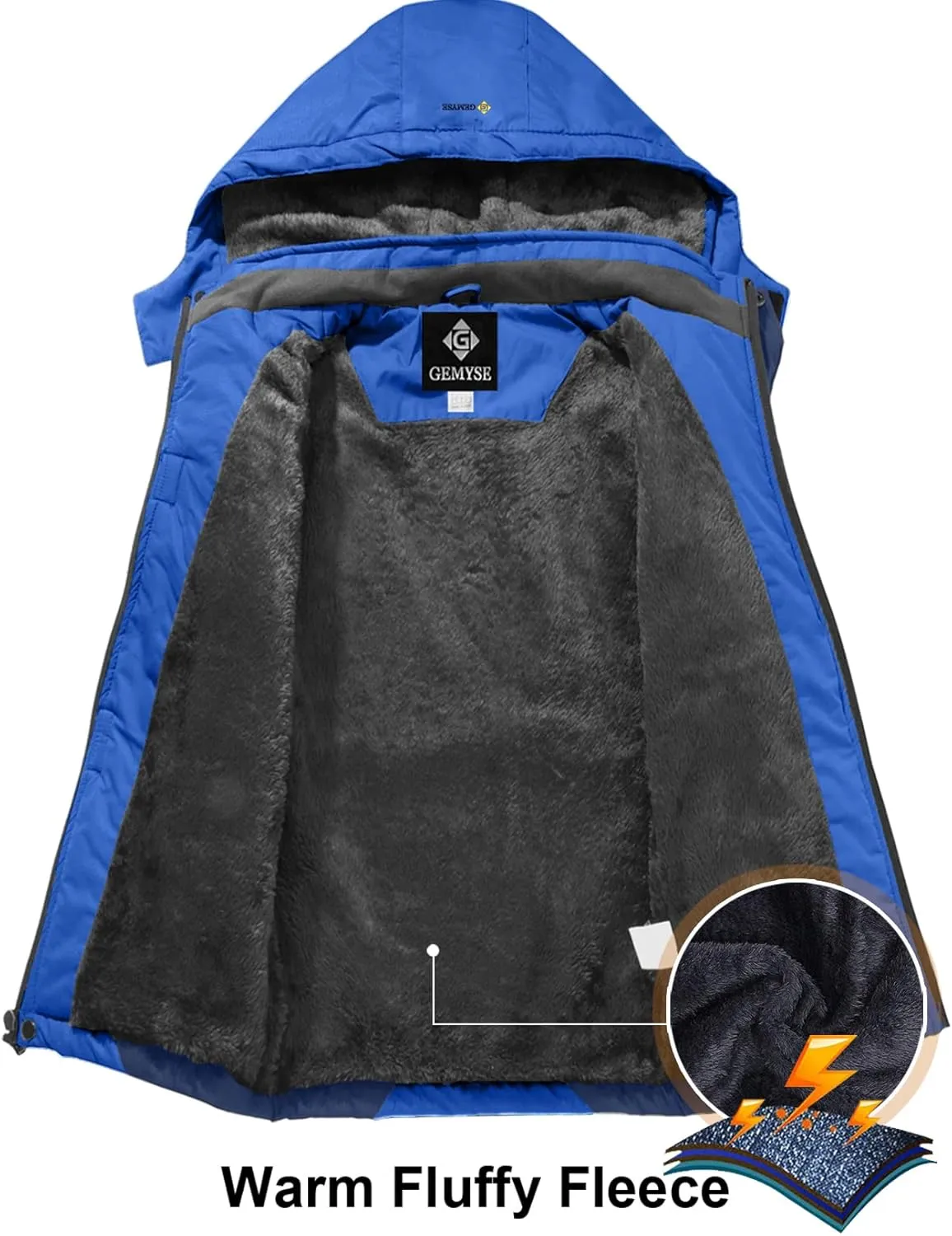 GEMYSE Boy's Waterproof Ski Snow Jacket Fleece Windproof Winter Jacket with Hood