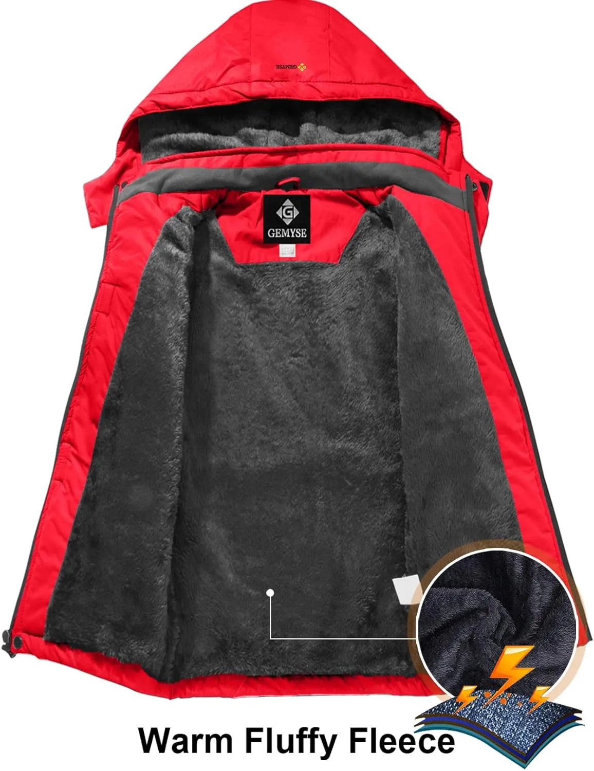 GEMYSE Boy's Waterproof Ski Snow Jacket Fleece Windproof Winter Jacket with Hood