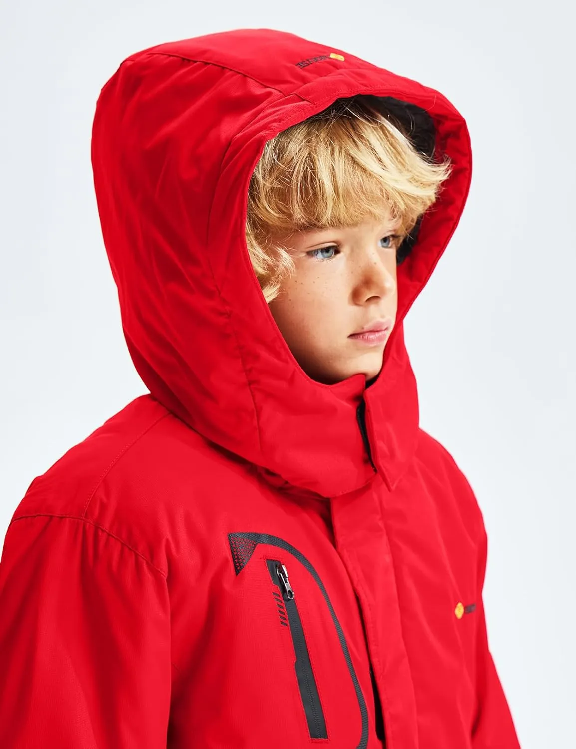 GEMYSE Boy's Waterproof Ski Snow Jacket Fleece Windproof Winter Jacket with Hood
