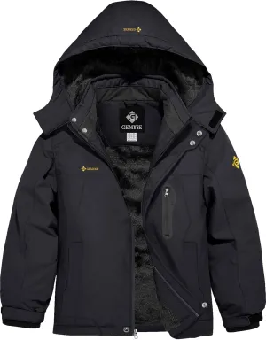GEMYSE Boy's Waterproof Ski Snow Jacket Hooded Fleece Lined Windproof Winter Jacket