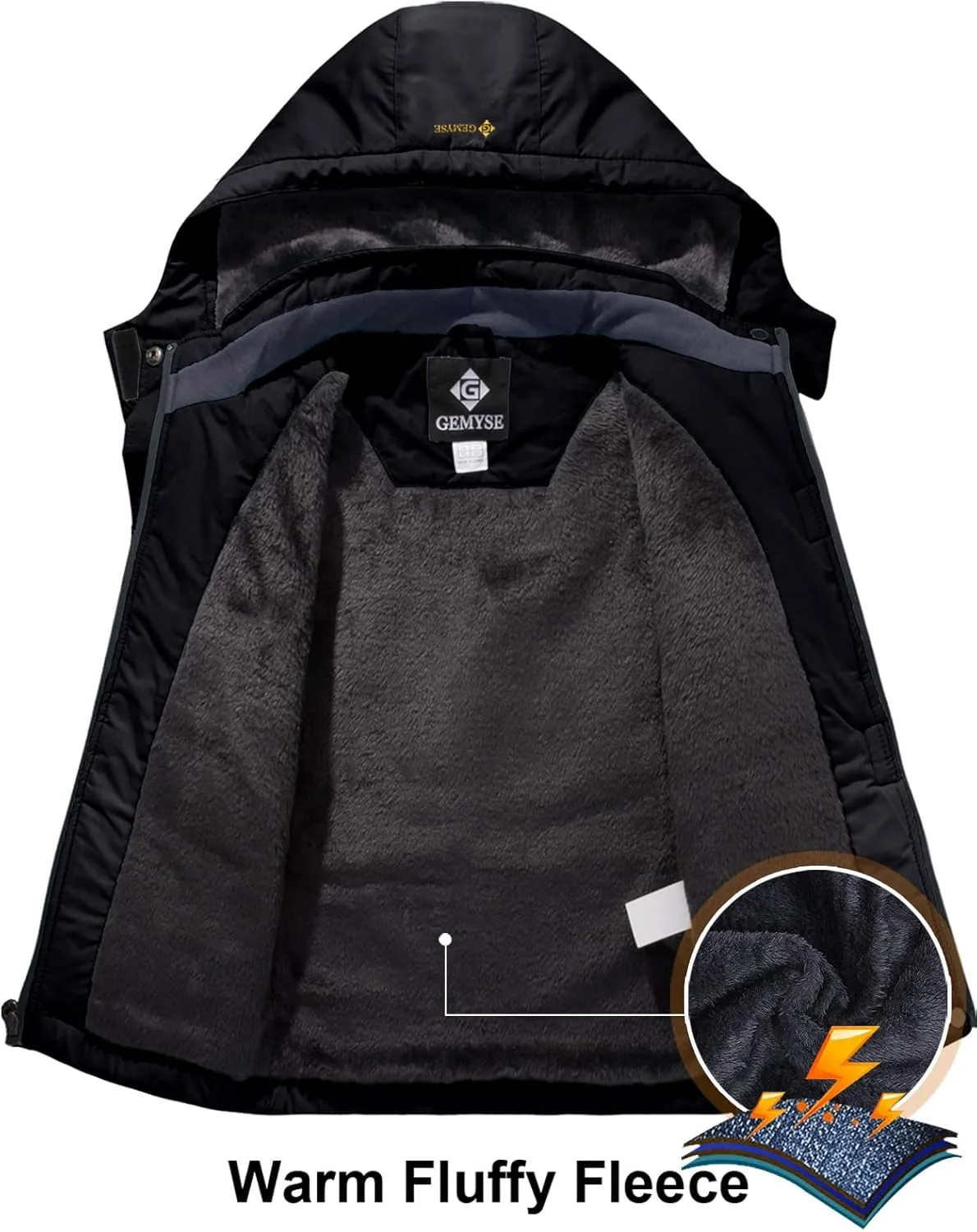 GEMYSE Boy's Waterproof Ski Snow Jacket Hooded Fleece Lined Windproof Winter Jacket
