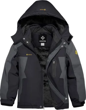GEMYSE Boy's Waterproof Ski Snow Jacket Hooded Fleece Lined Windproof Winter Jacket