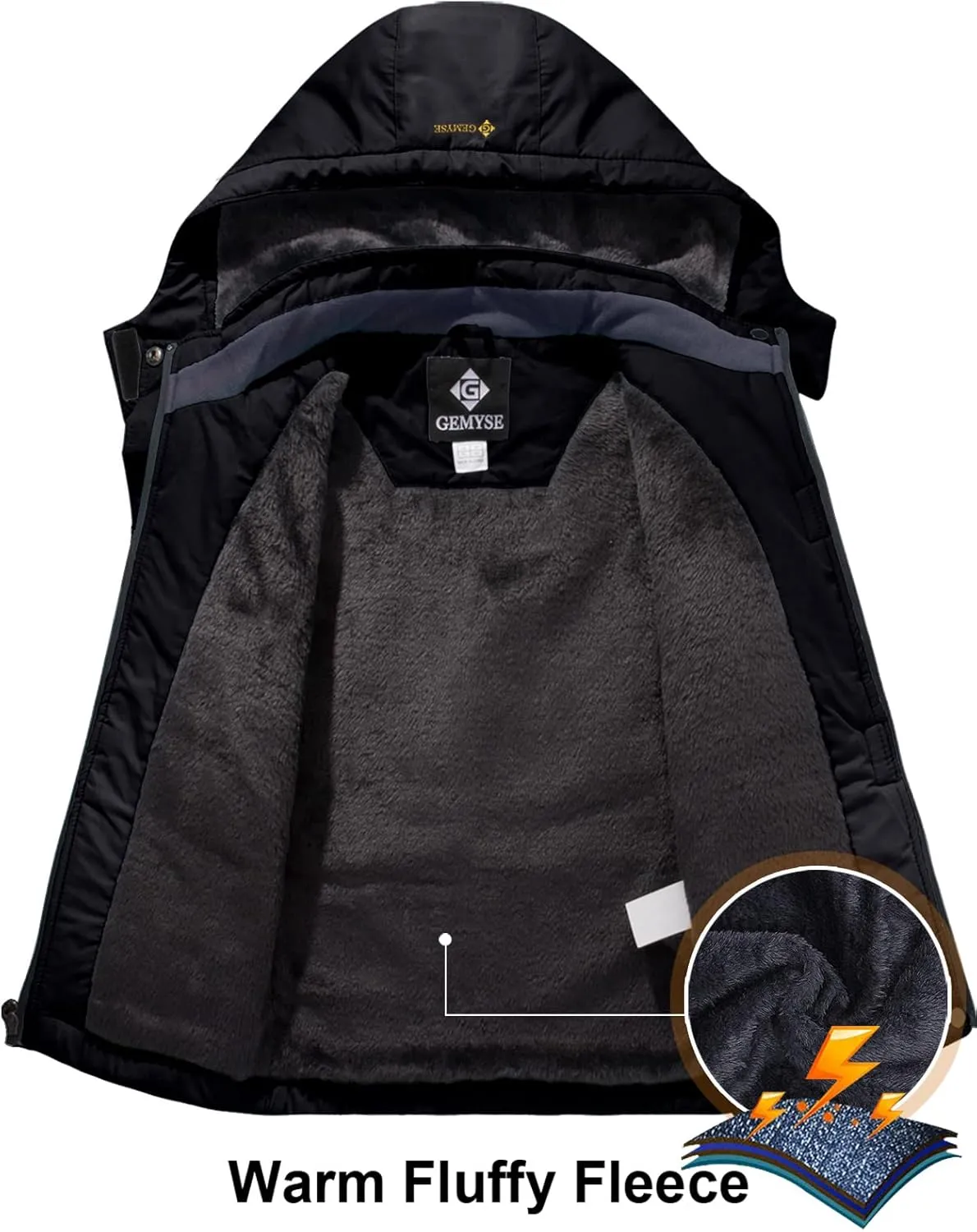 GEMYSE Boy's Waterproof Ski Snow Jacket Hooded Fleece Lined Windproof Winter Jacket