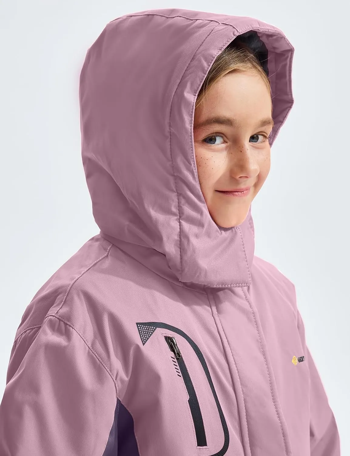 GEMYSE Girl's Waterproof Ski Snow Jacket Fleece Windproof Winter Jacket with Hood